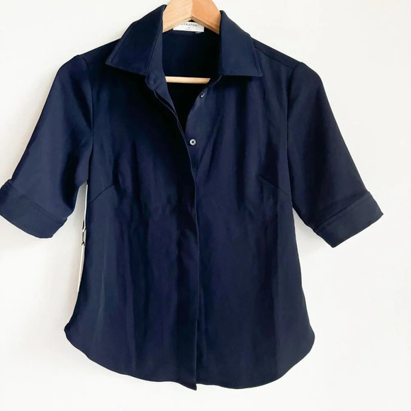 Babaton Dark Navy Blue Bello Button  Down Shirt XS - Picture 1 of 4